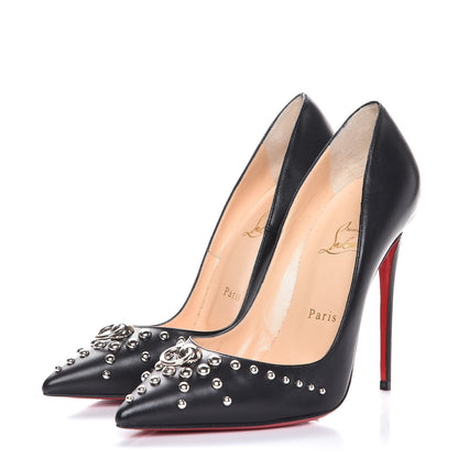 Christian Louboutin Kid Door Knock 120 Pumps 38.5 Black 3 of 7
