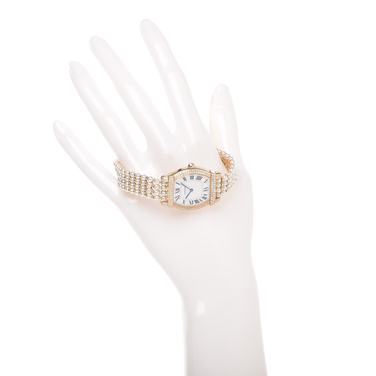 Cartier 18K Yellow Gold Diamond Pearl 26mm Tortue Chinoise Quartz Watch 2 of 7
