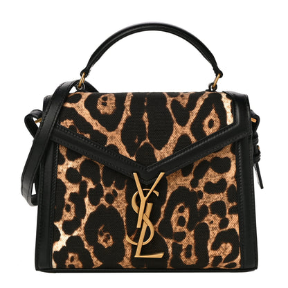 Saint Laurent Canvas Leopard Print Mini Classic Monogram Cassandra Top Handle Black 1 of 9