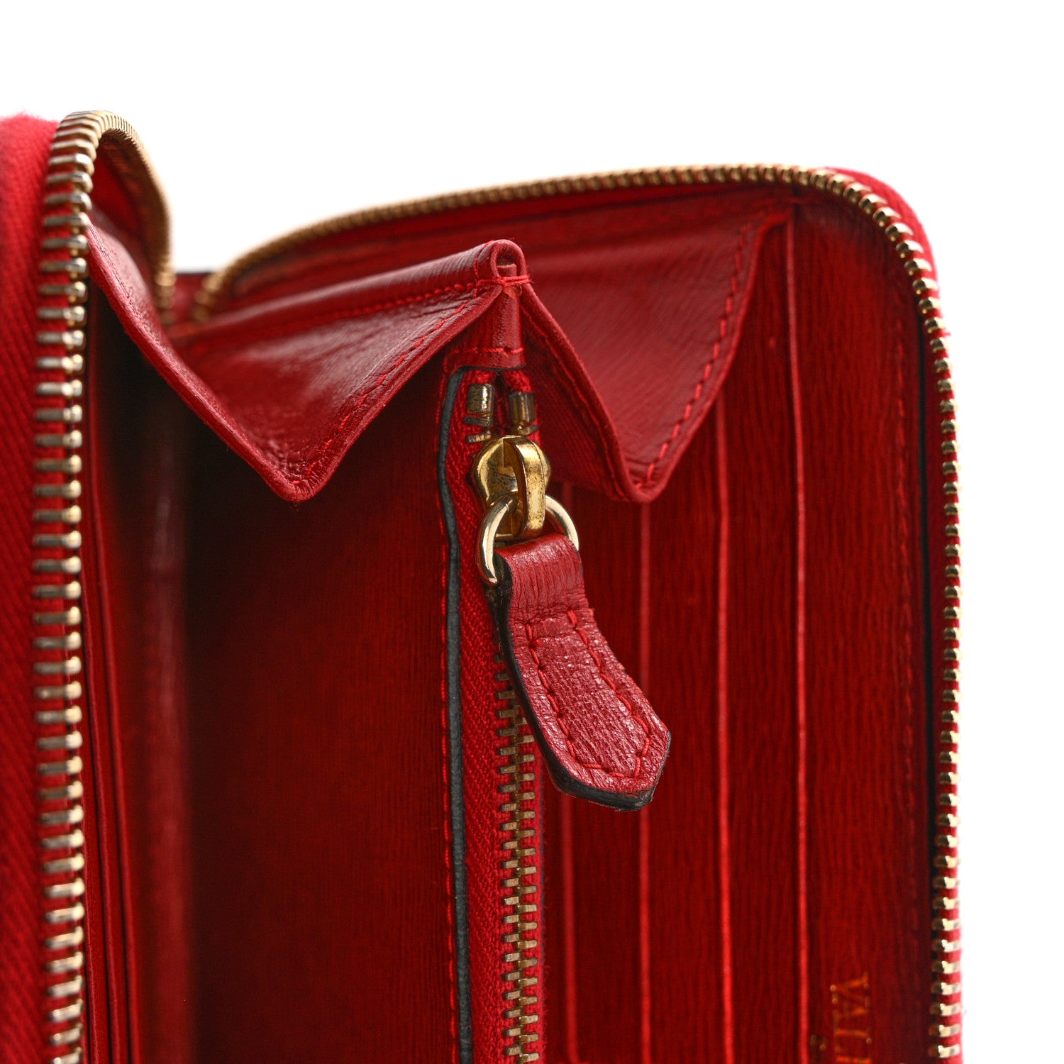 Valentino Garavani Textured Calfskin Rockstud Zip Around Wallet Rosso Valentino 11 of 12