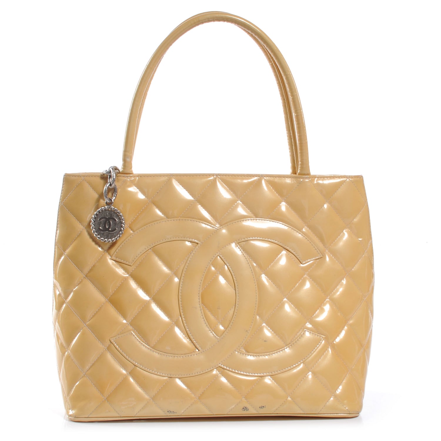 Chanel Patent Medallion Tote Yellow 1 of 11