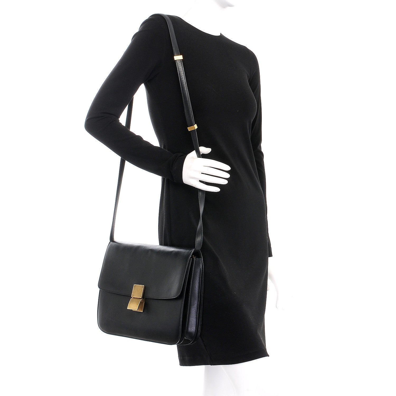 Celine Liege Calfskin Large Classic Box Flap Bag Black 2 of 11