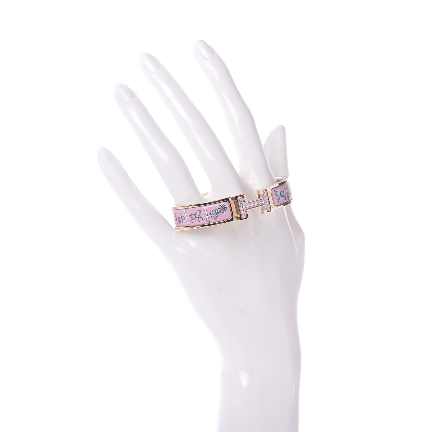 Hermes Enamel Printed Narrow Couvertures et Tenues de Jour Clic Clac H Bracelet PM Color Patch 2 of 5