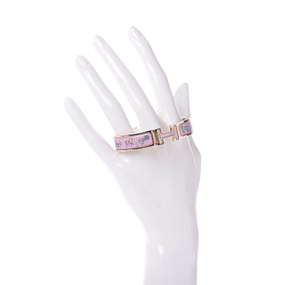 Hermes Enamel Printed Narrow Couvertures et Tenues de Jour Clic Clac H Bracelet PM Color Patch 2 of 5