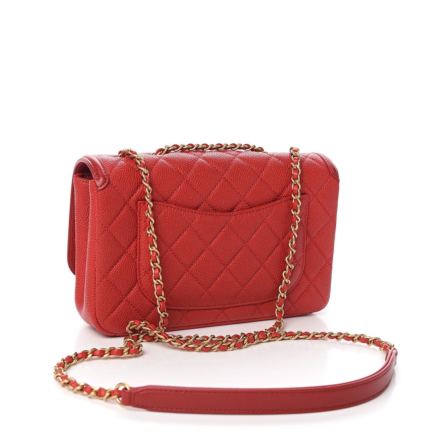 Caviar Quilted Small CC Filigree Flap Red