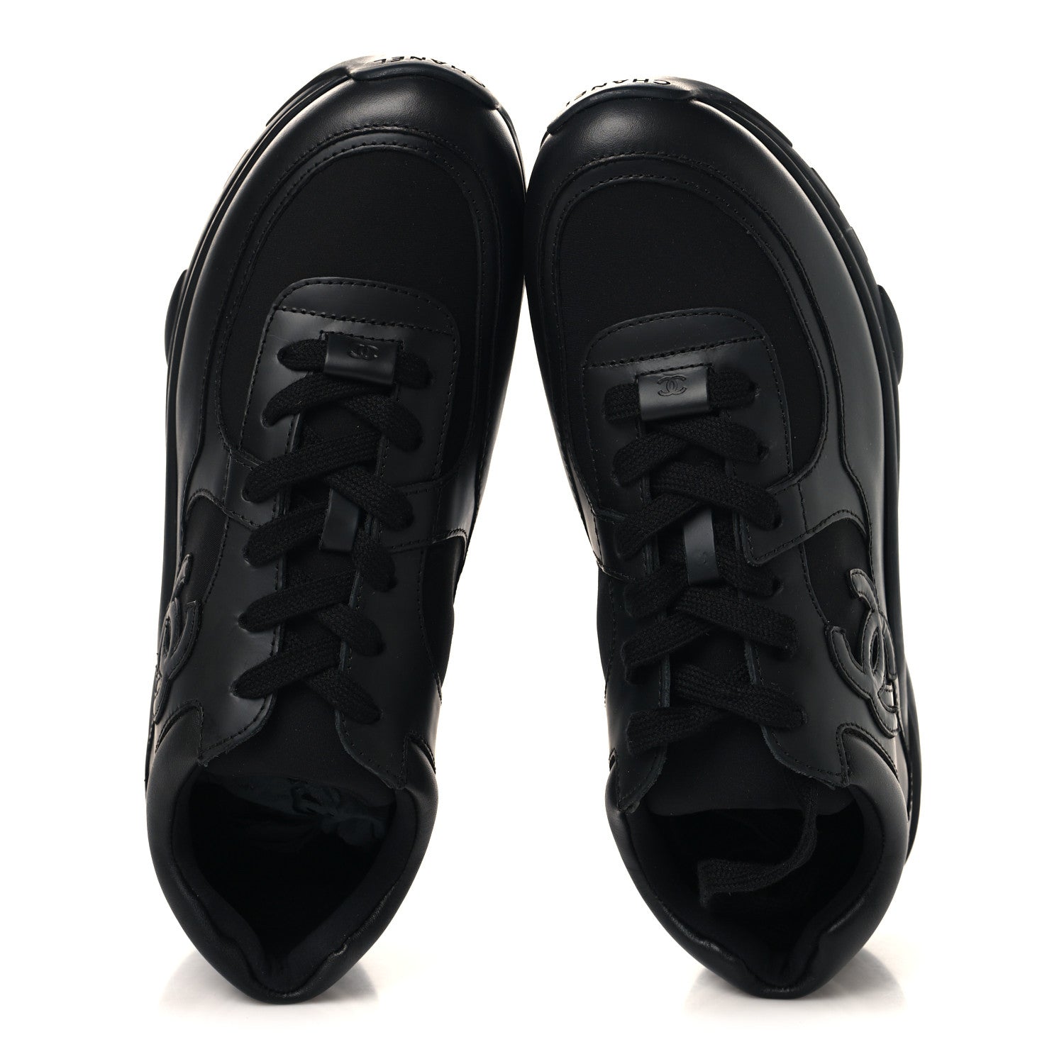 Chanel Calfskin Lambskin CC Uniform Sneakers Black 41 Black 2 of 10