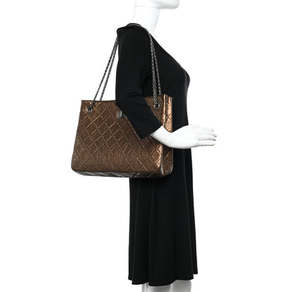 Chanel Metallic Aged Calfskin Quilted Reissue 2.55 Tote Bronze 2 of 12