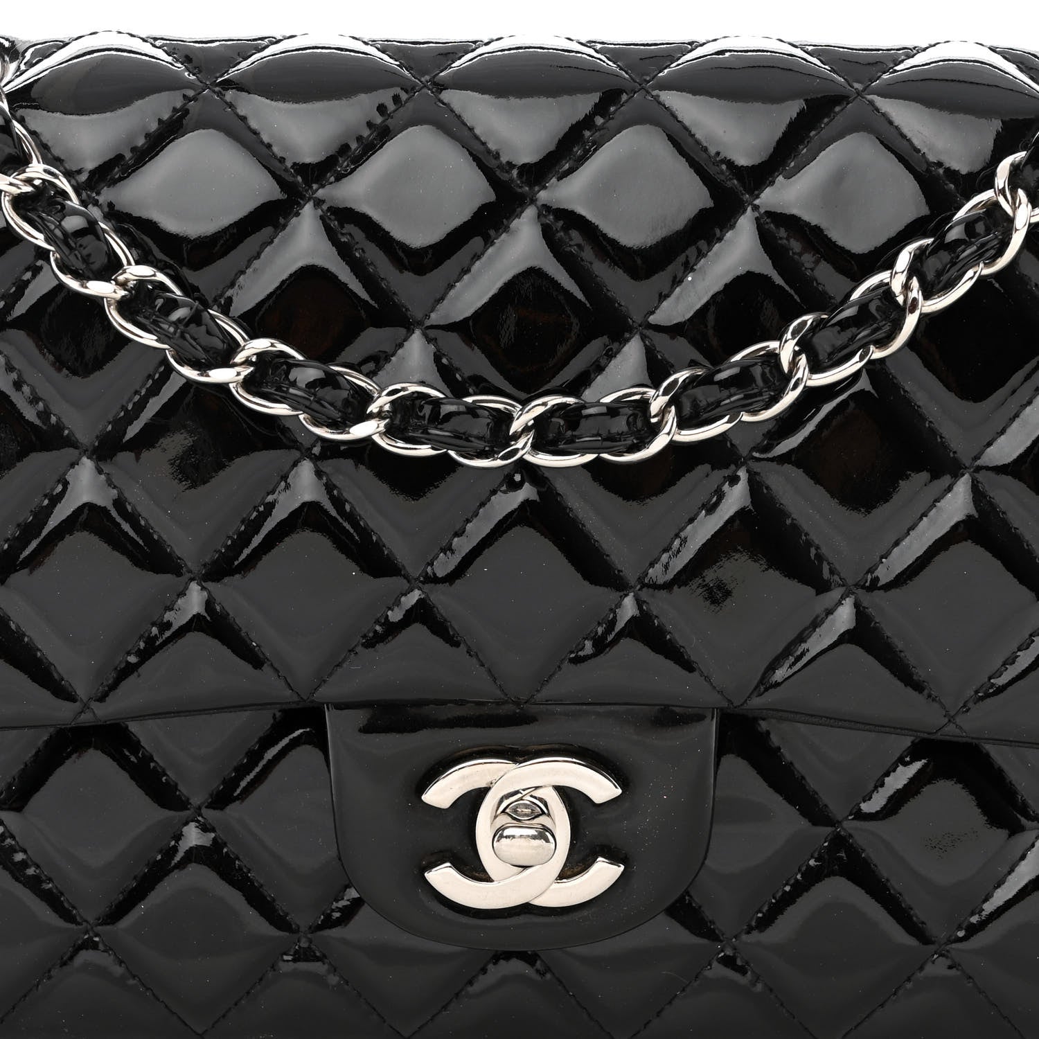 Chanel Patent Quilted Medium Double Flap Black 8 of 13
