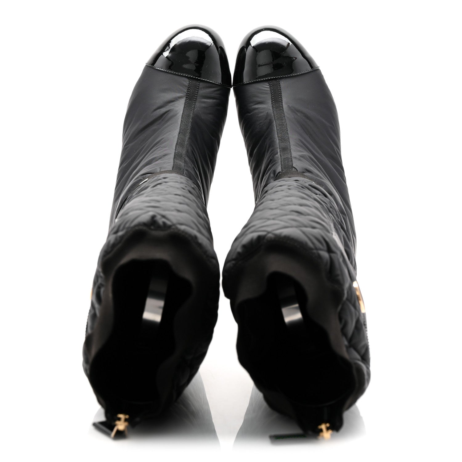 Chanel Mixed Fibers Lambskin Patent Calfskin Convertible High Boots 39 Black 2 of 9