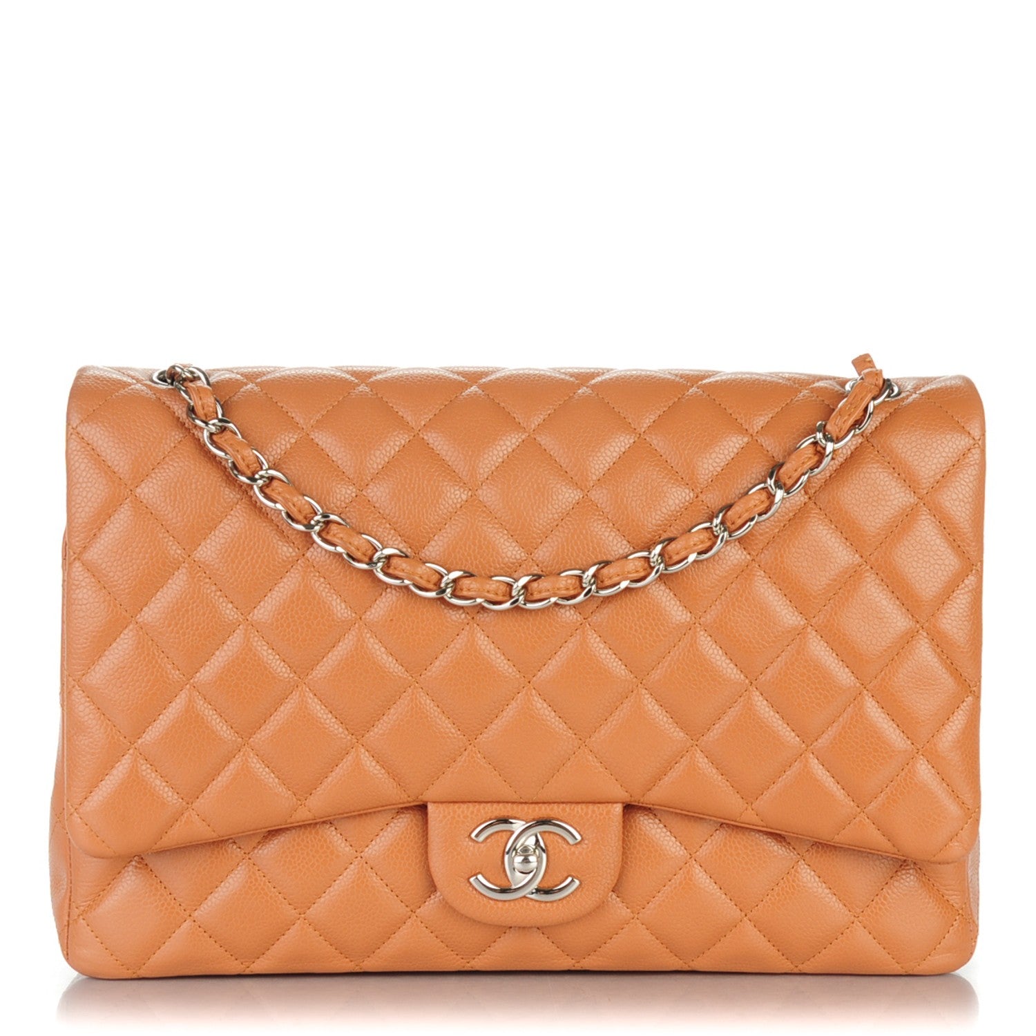 Chanel Caviar Quilted Maxi Double Flap Light Brown 1 of 7