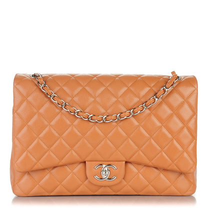 Chanel Caviar Quilted Maxi Double Flap Light Brown 1 of 7
