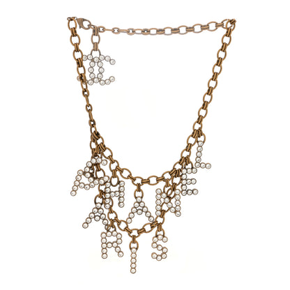 Chanel Crystal City of Lights Letter Chain Necklace Gold 3 of 5