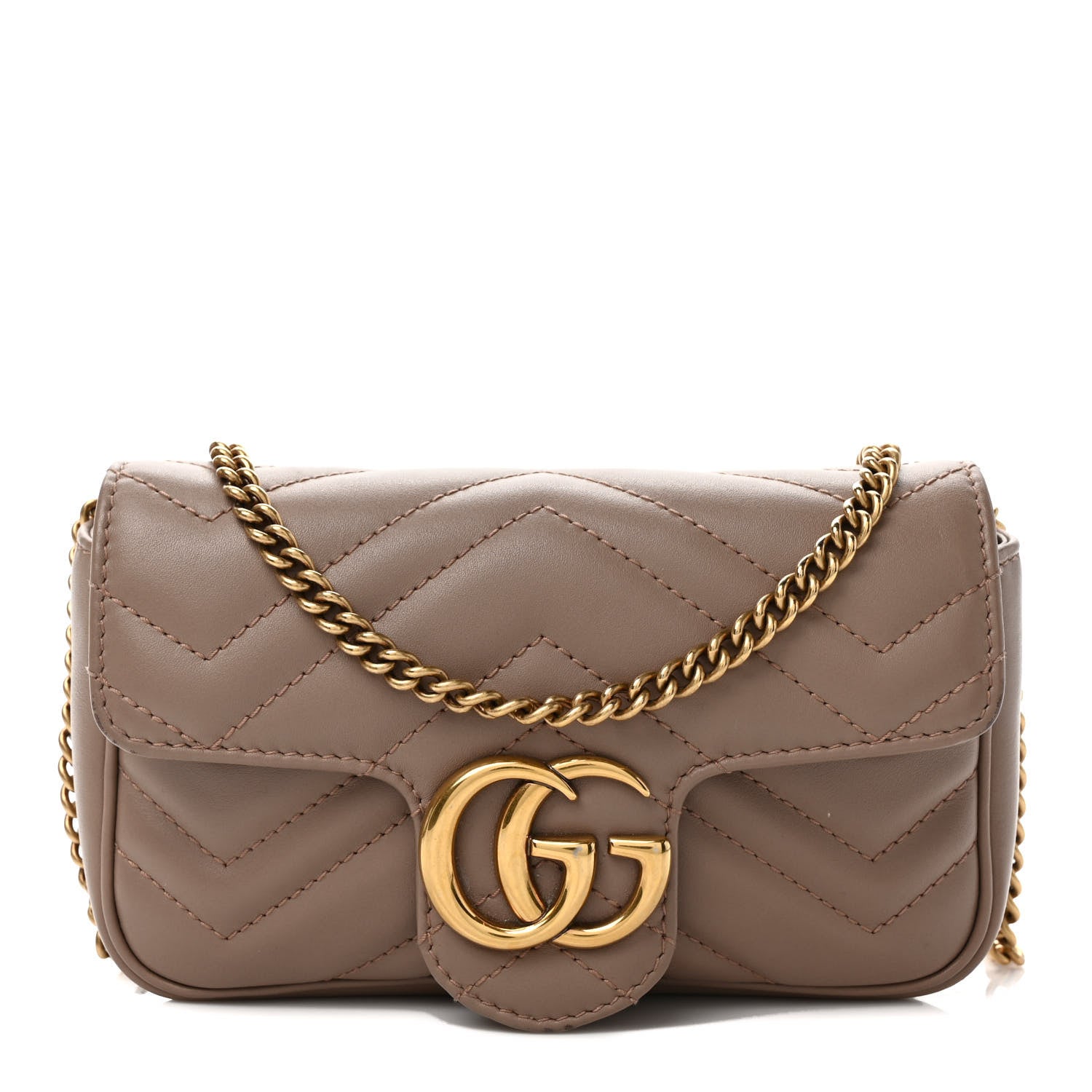 Gucci Calfskin Matelasse Super Mini GG Marmont Shoulder Bag Porcelain Rose 1 of 9