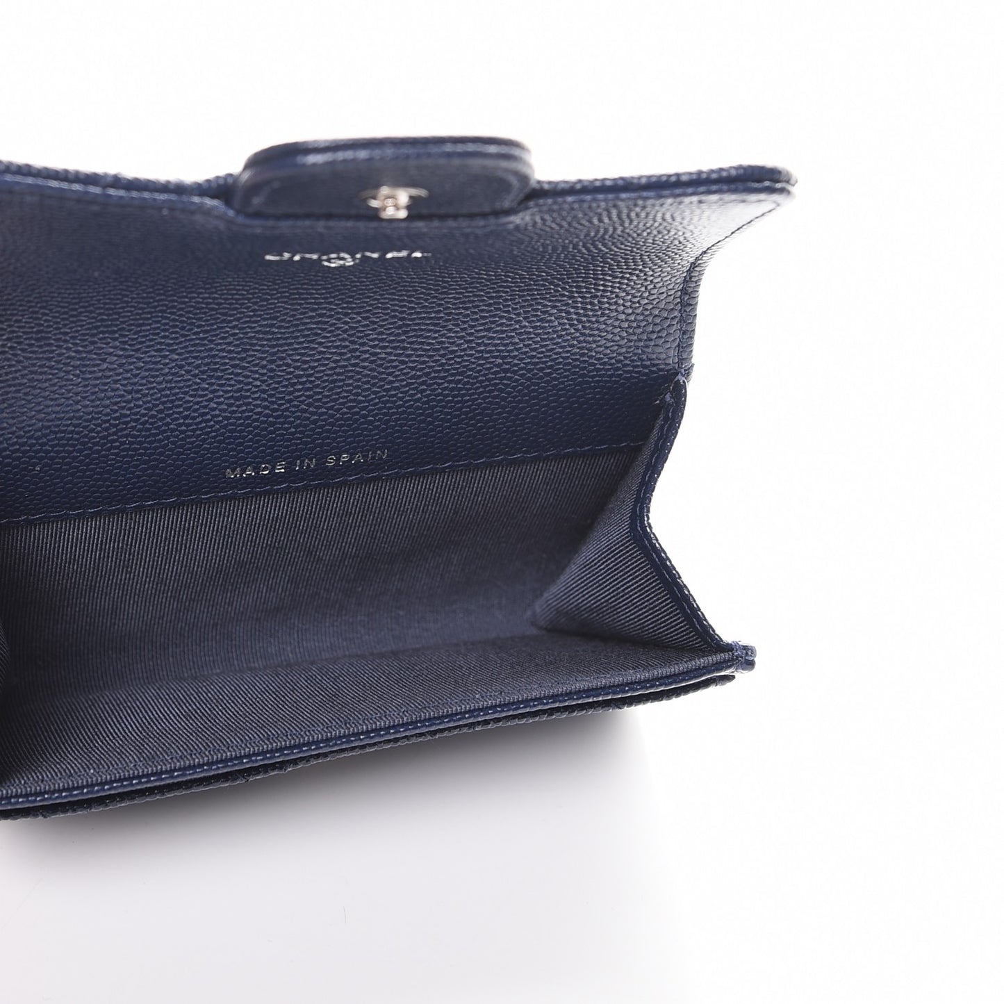 Caviar Quilted Card Holder Navy