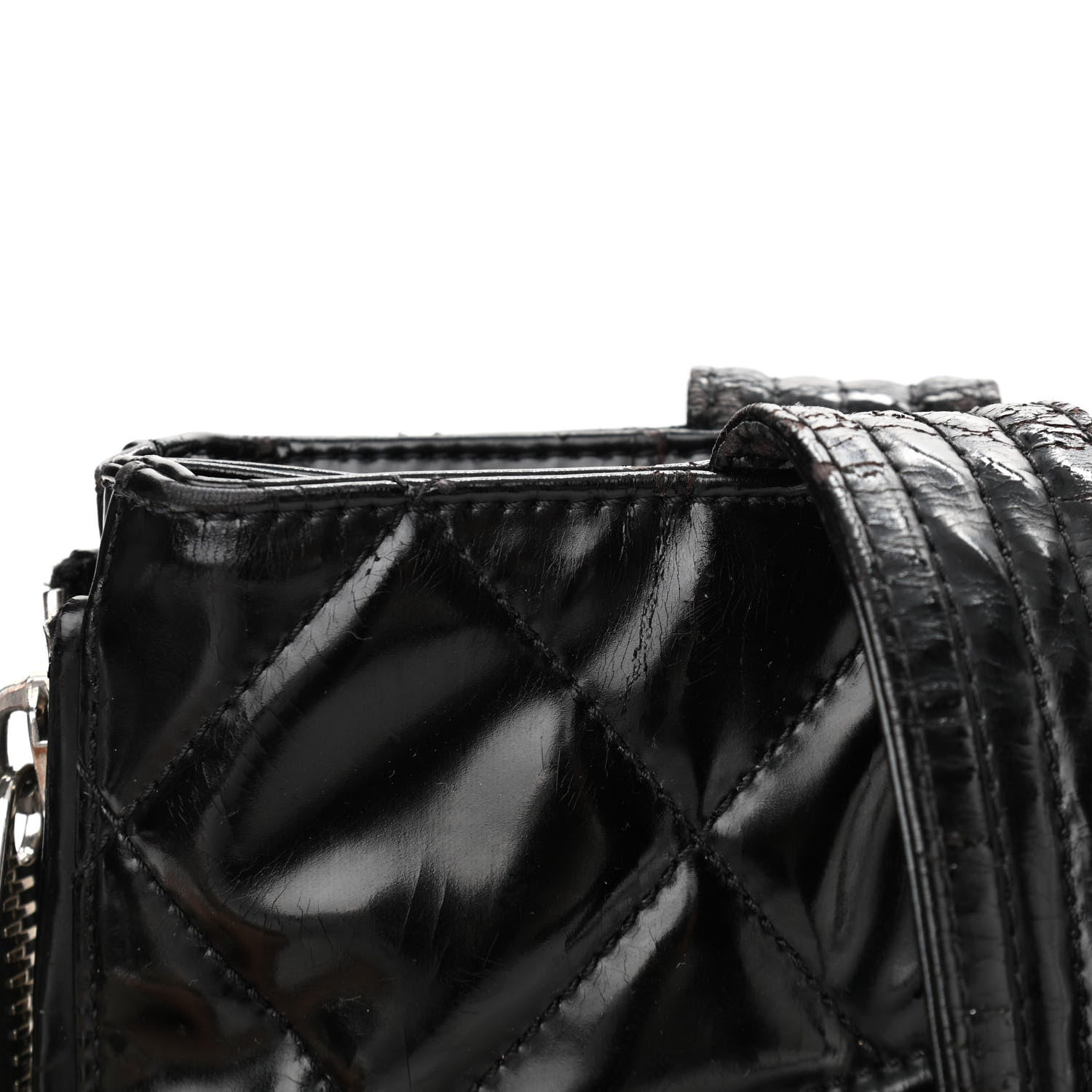 Chanel Patent Quilted Expandable CC Shoping Tote Black 6 of 11