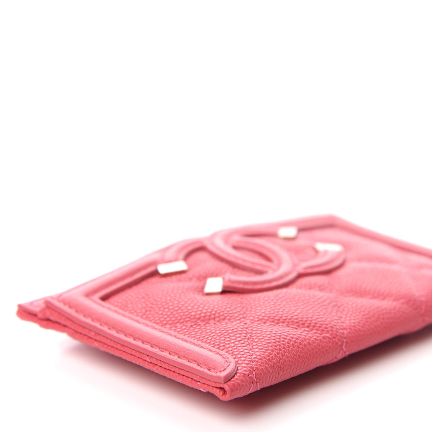 Chanel Caviar Quilted Filigree Card Holder Pink 9 of 11
