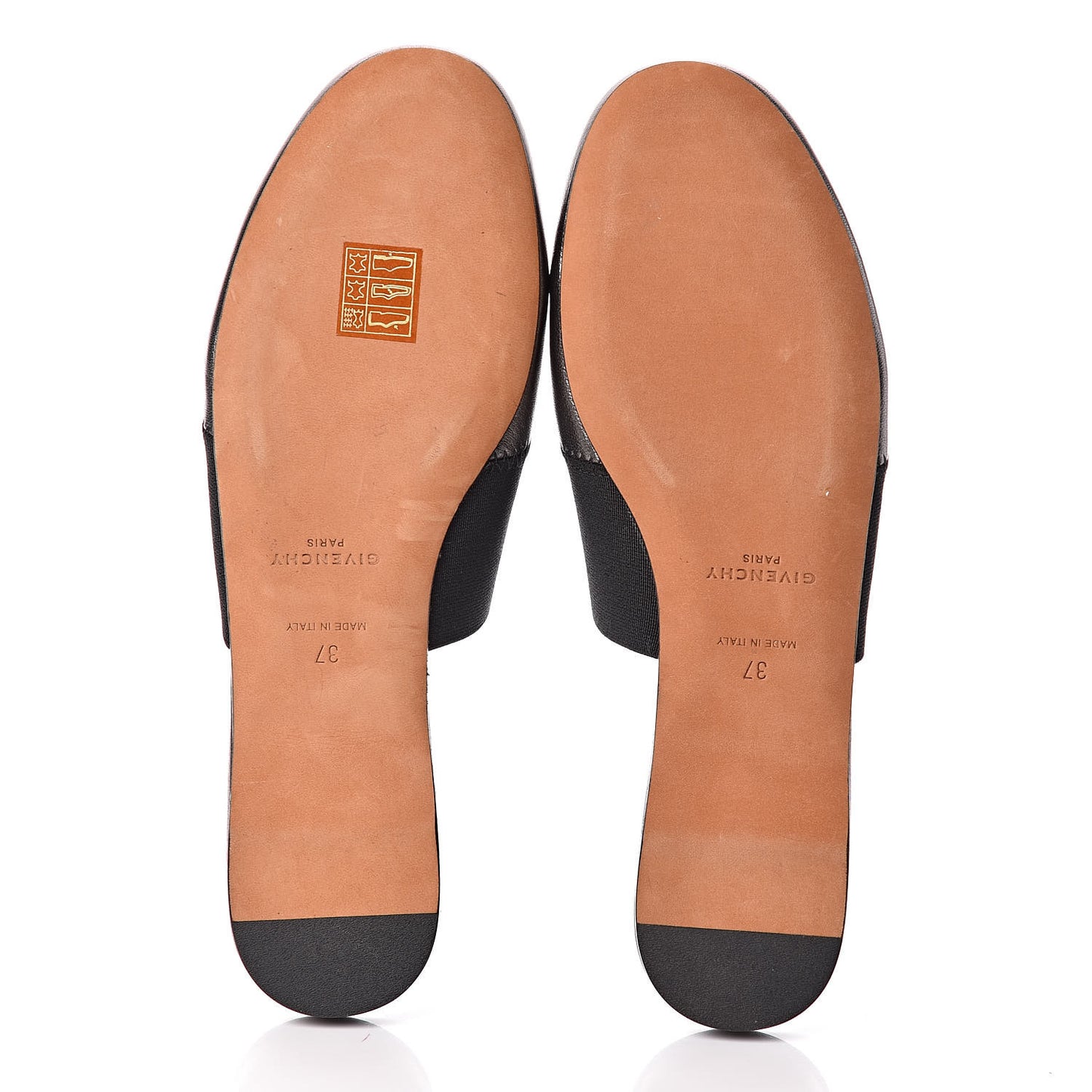Metallic Calfskin Bedford Logo Mule Slides 37 Black