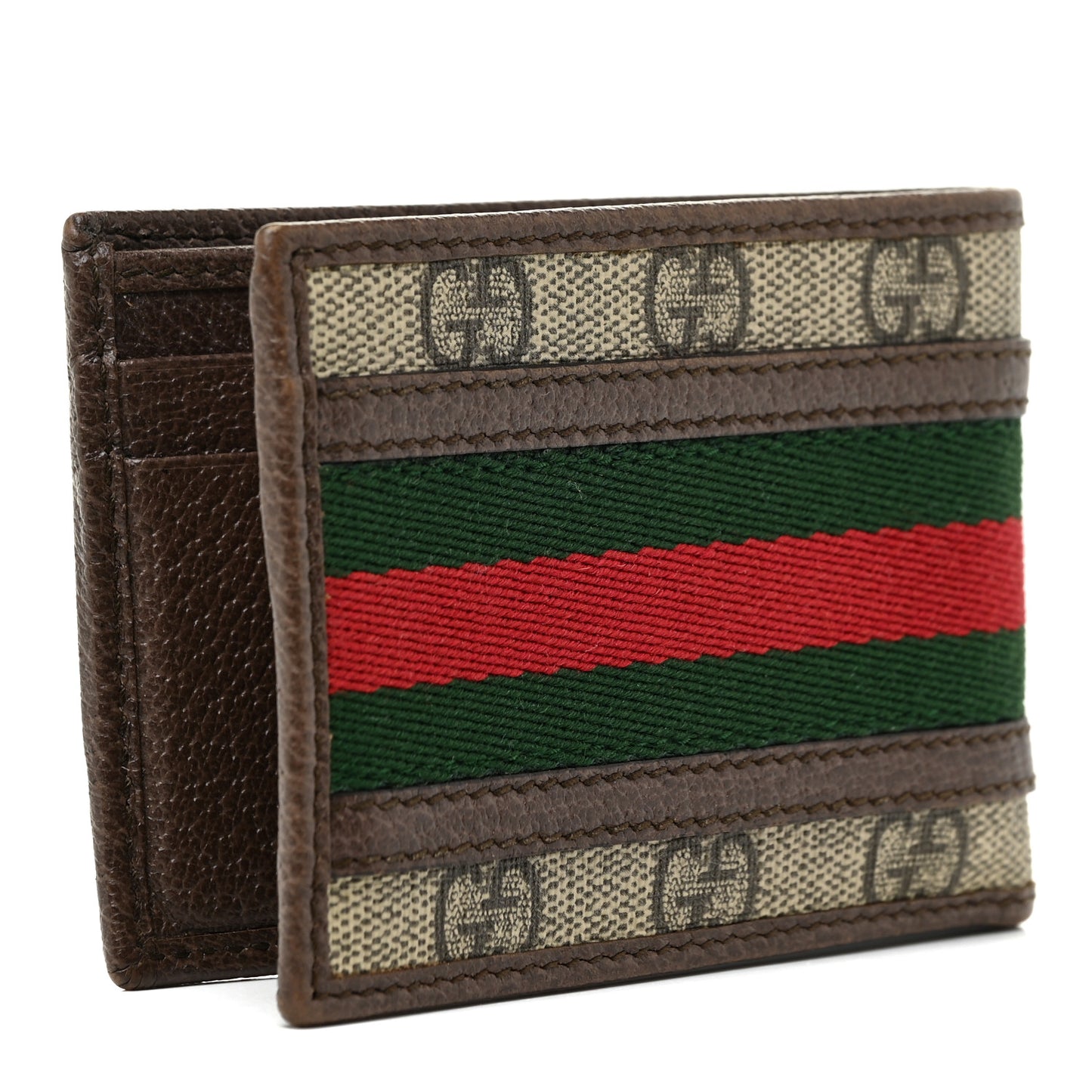 GG Supreme Monogram Web Mens Ophidia Bi-Fold Wallet Beige New Acero