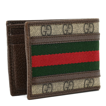 Gucci GG Supreme Monogram Web Mens Ophidia Bi-Fold Wallet Beige New Acero 3 of 15