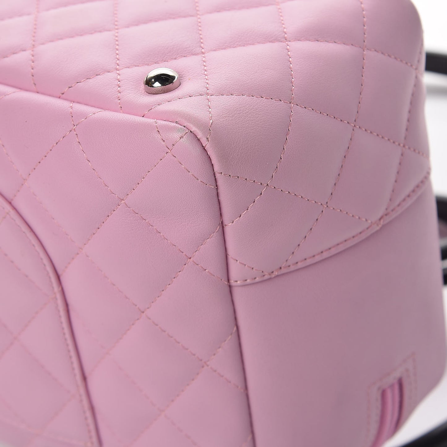 Calfskin Quilted Large Cambon Bowler Pink Black