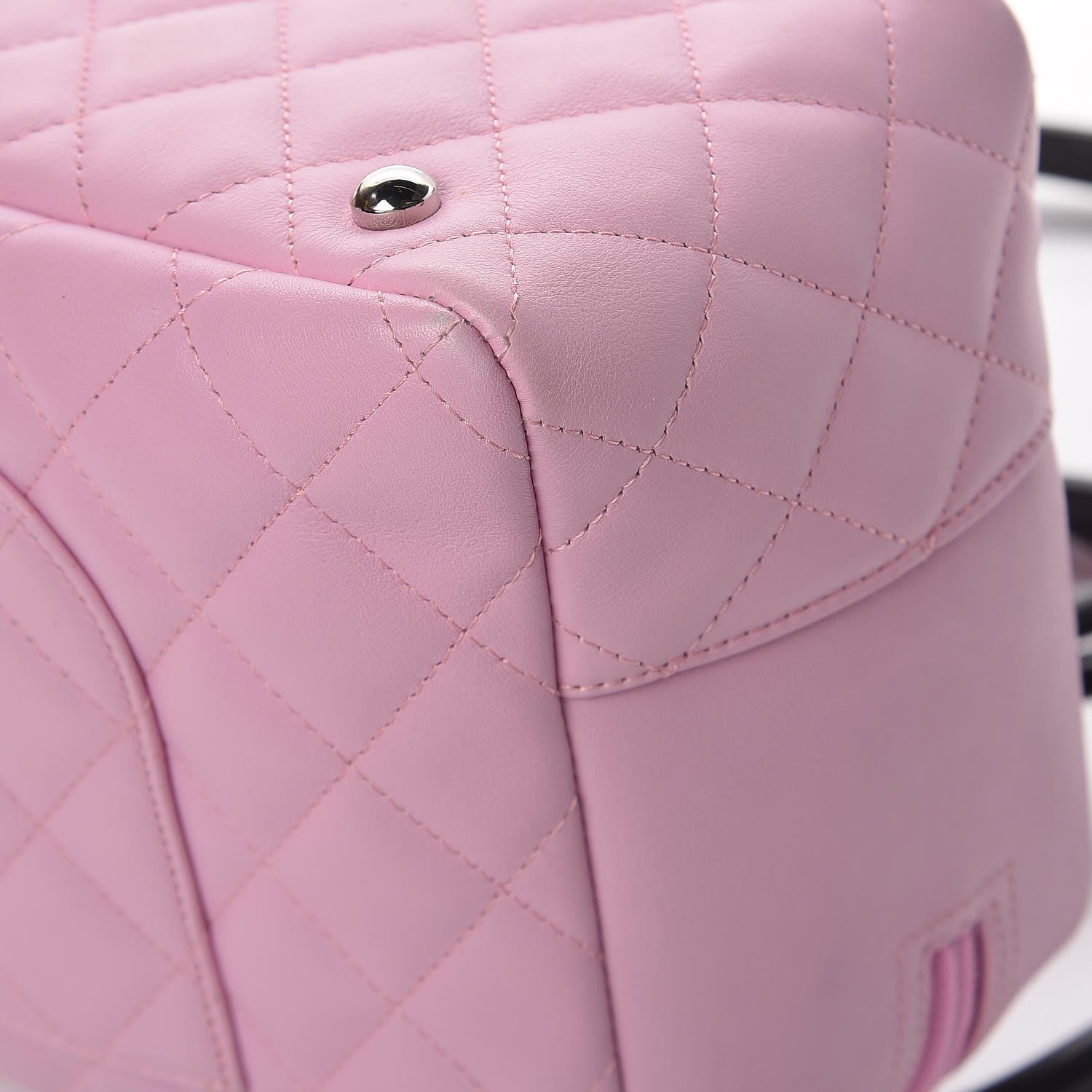 Chanel Calfskin Quilted Large Cambon Bowler Pink Black 13 of 14