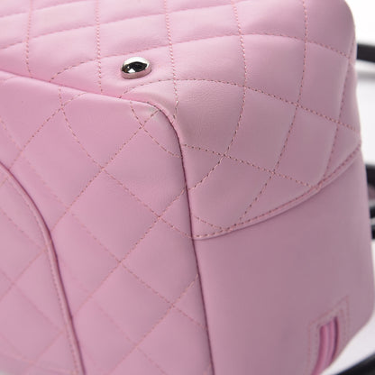 Chanel Calfskin Quilted Large Cambon Bowler Pink Black 13 of 14