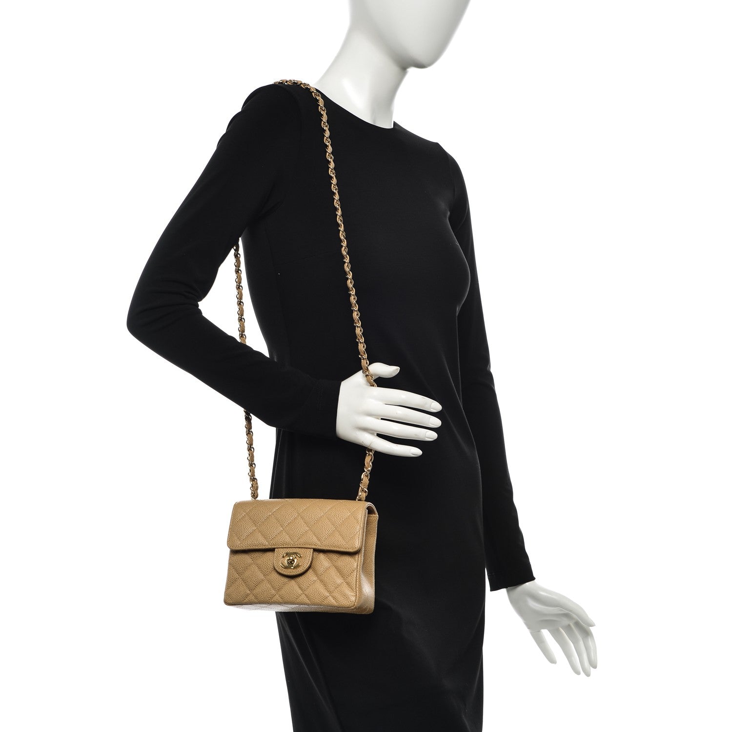 Chanel Caviar Quilted Mini Square Flap Beige 2 of 7