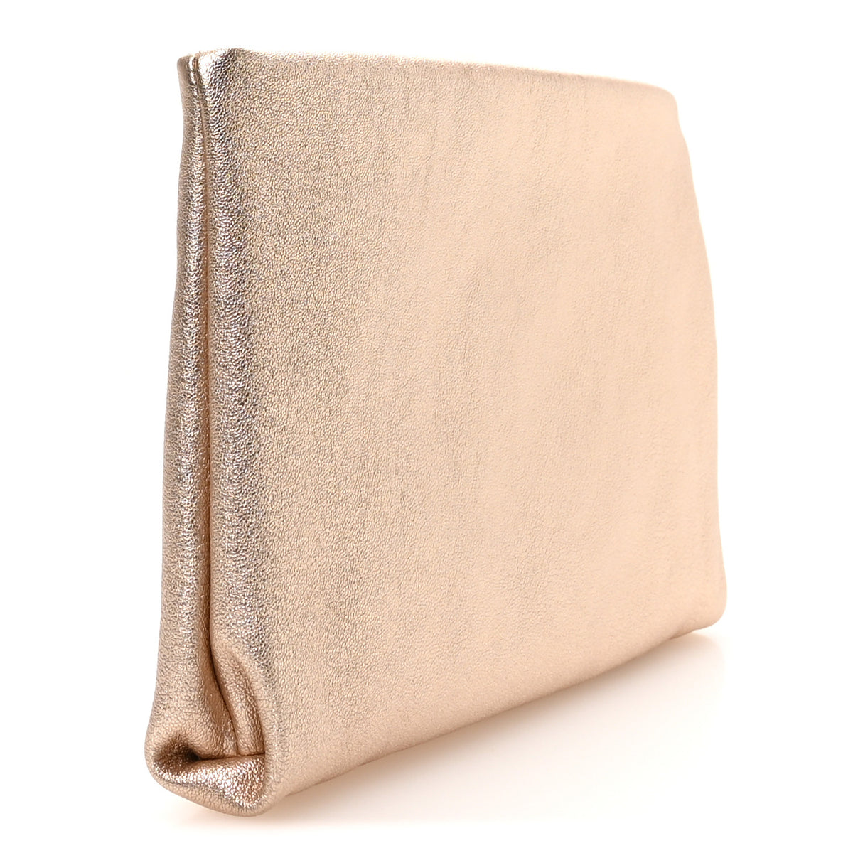 Metallic Calfskin Crystal CC Wristlet Clutch Gold