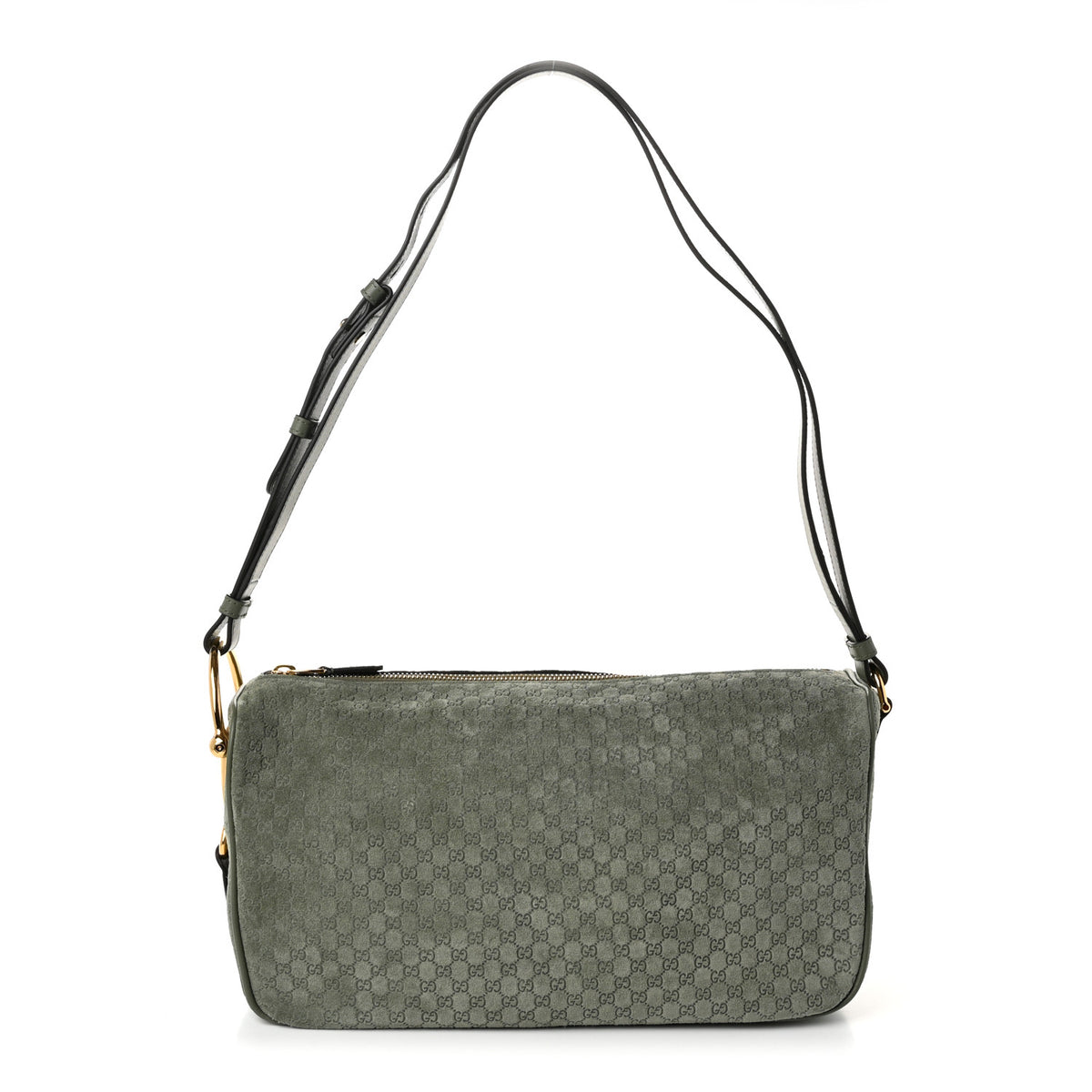Suede GG Monogram Half Horsebit Medium Shoulder Bag Sage