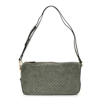 Gucci Suede GG Monogram Half Horsebit Medium Shoulder Bag Sage 1 of 11