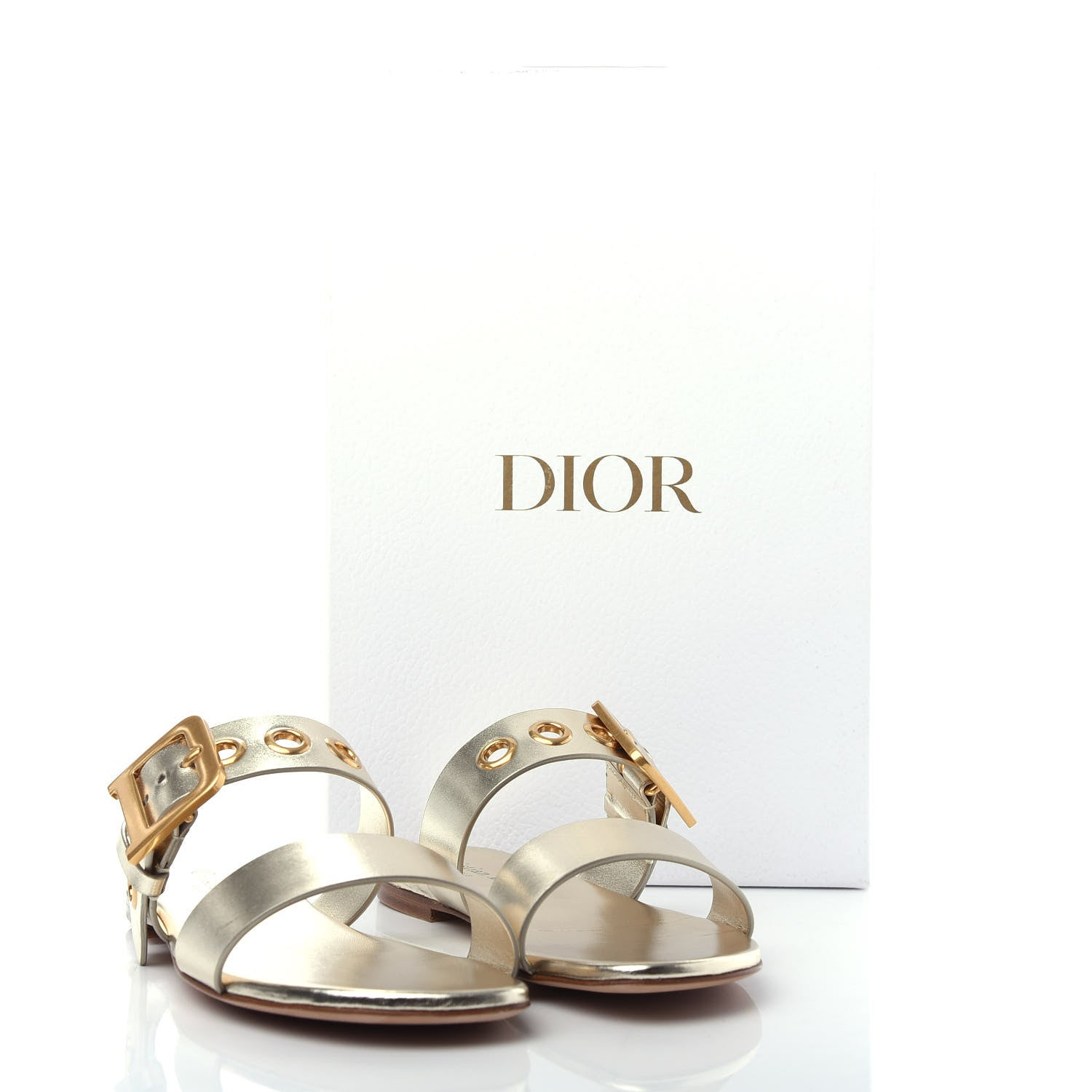 Christian Dior Laminated Calfskin D-Dior Slide Sandals 35.5 Pale Gold 11 of 11