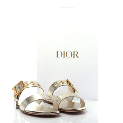 Christian Dior Laminated Calfskin D-Dior Slide Sandals 35.5 Pale Gold 11 of 11