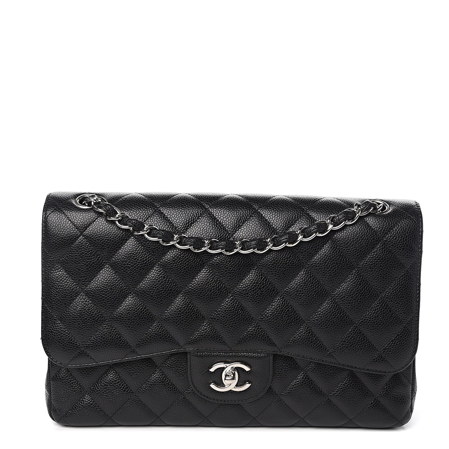 Caviar Quilted Jumbo Double Flap Black
