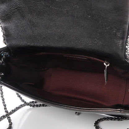 Chanel Glazed Calfskin Quilted Small CC Enchained Accordion Flap Black 6 of 8