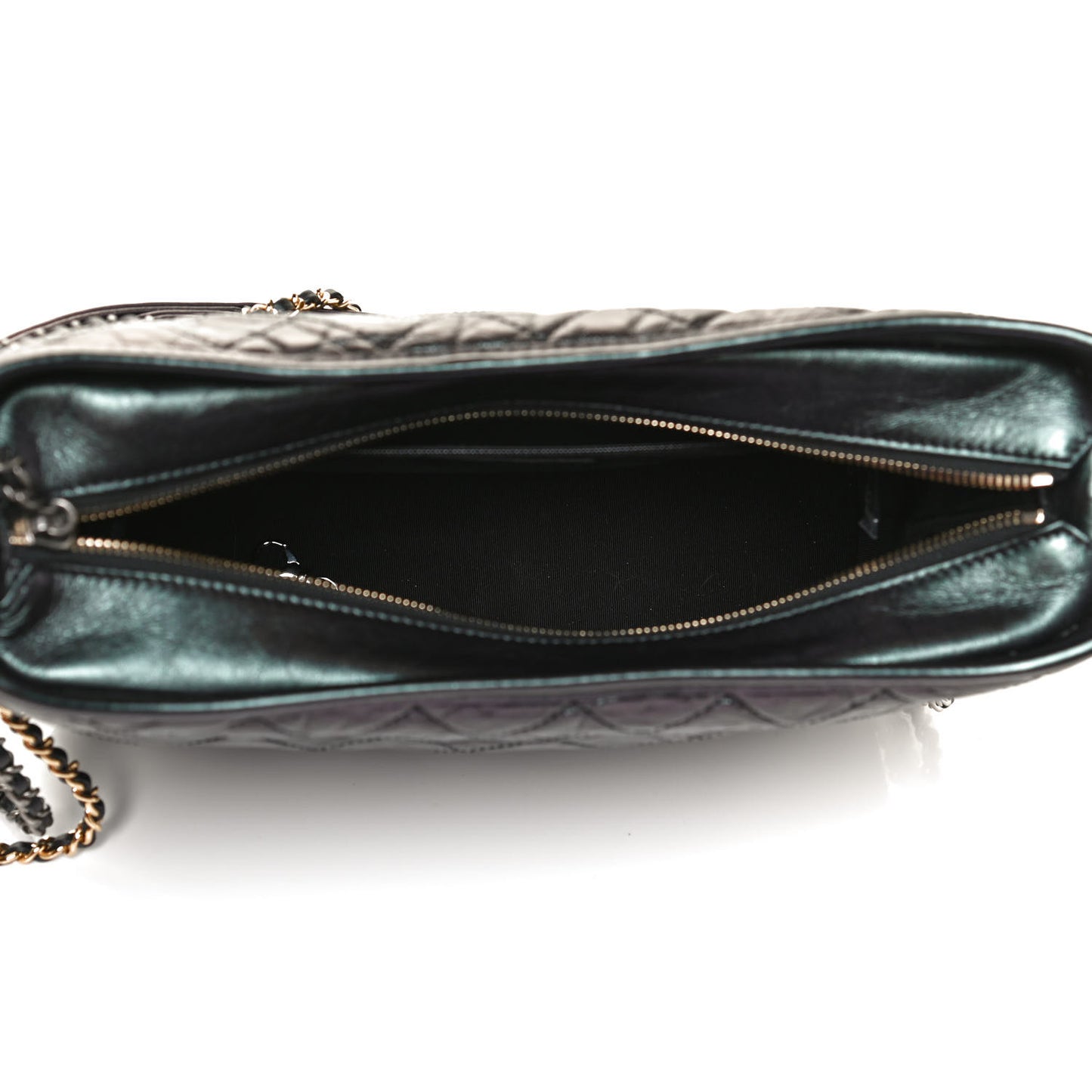 Iridescent Aged Calfskin Quilted Medium Gabrielle Hobo Black