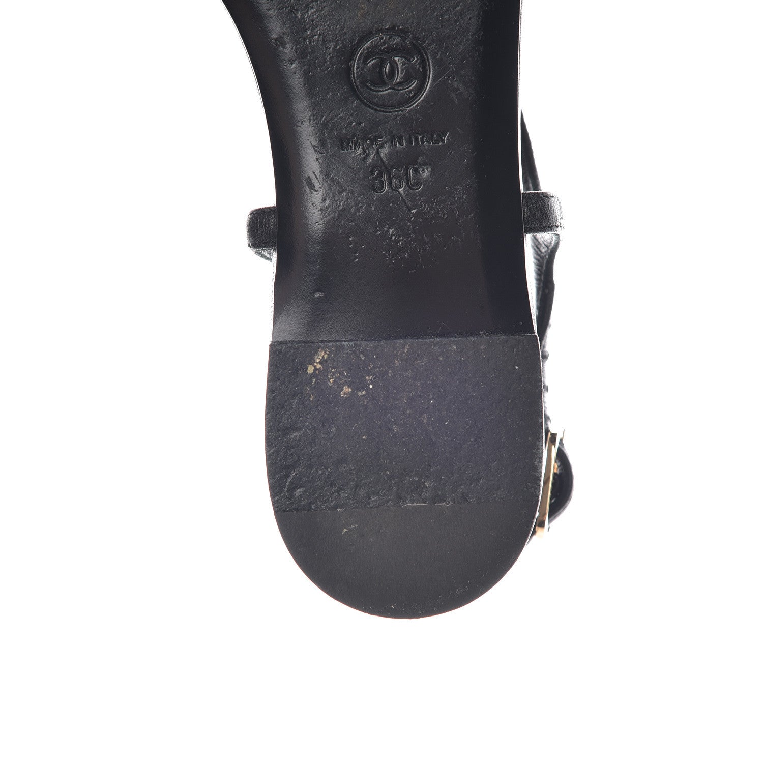 Chanel Lambskin Camellia Thong Sandals 36 Black White 11 of 16