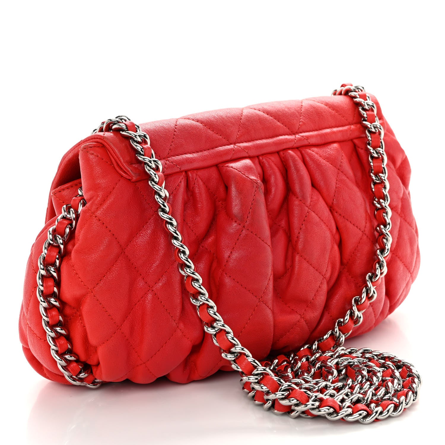Chanel Washed Lambskin Quilted Medium Chain Around Messenger Red 3 of 13