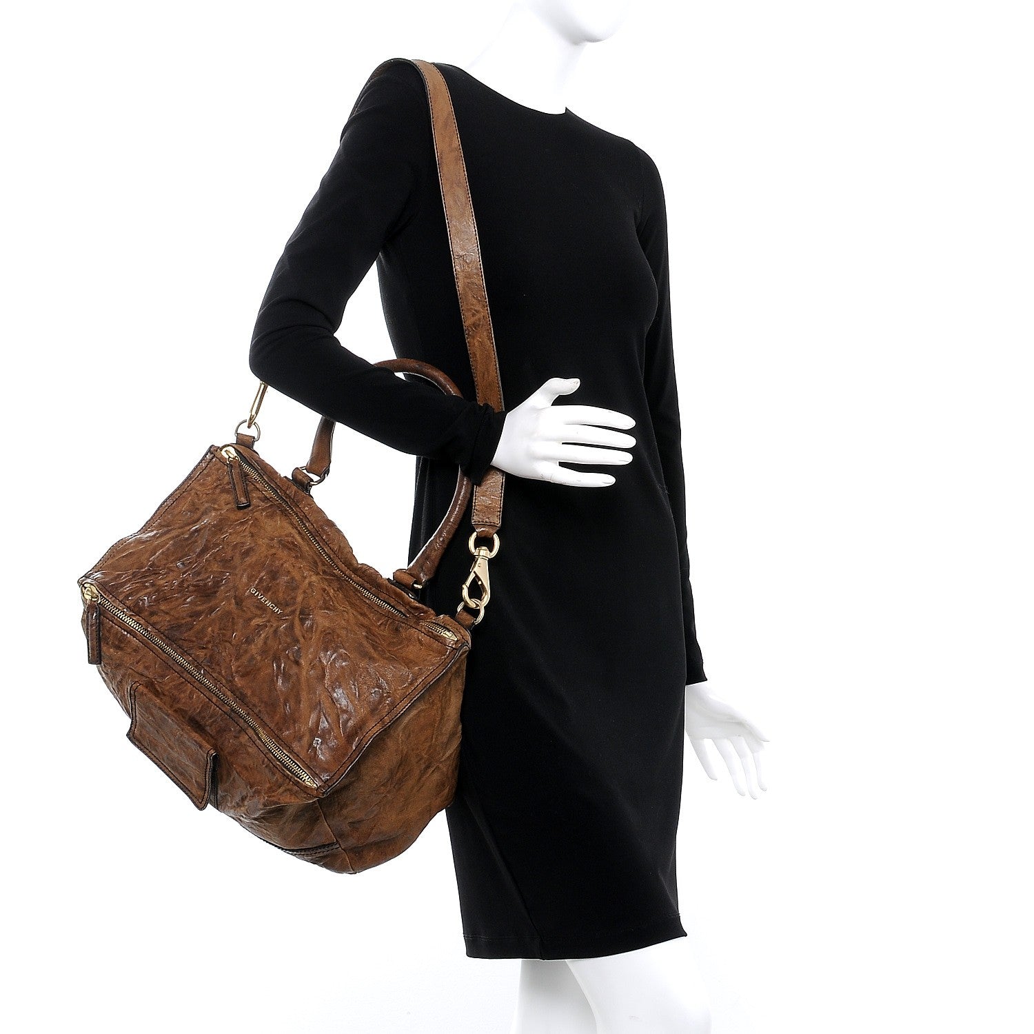 Givenchy Tumbled Sheepskin Large Pandora Brown 2 of 12