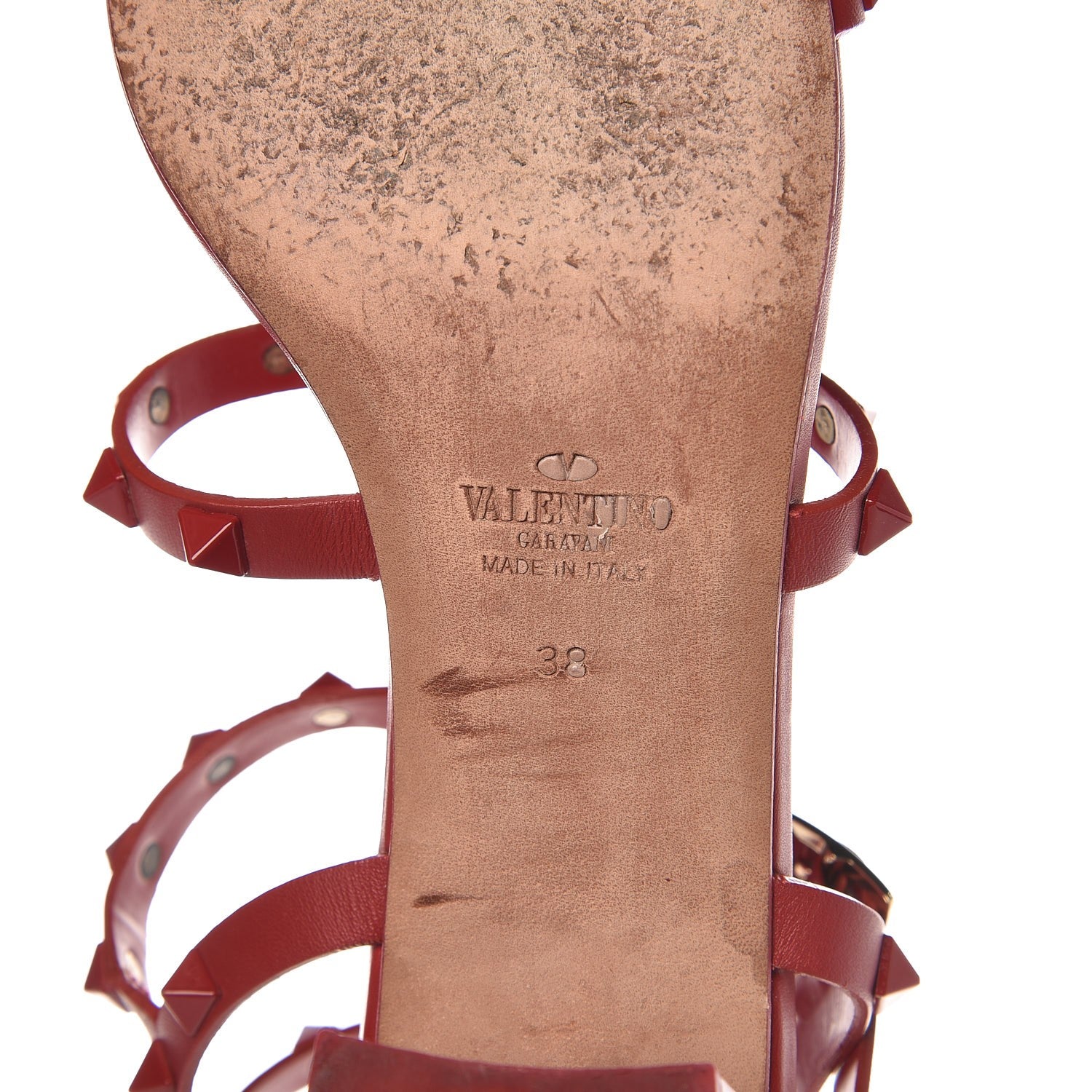 Valentino Garavani Calfskin Lacquered Monochrome Rockstud 60mm City Sandals 38 Rosso Valentino 6 of 11