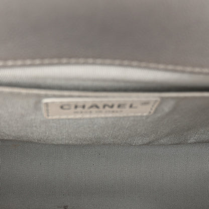 Chanel Metallic Caviar Chevron Quilted Medium Boy Flap Silver 5 of 10