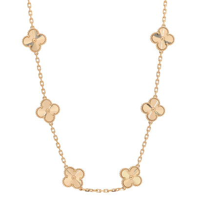 Van Cleef & Arpels 18K Yellow Gold 10 Motifs Guilloche Vintage Alhambra Necklace 1 of 6
