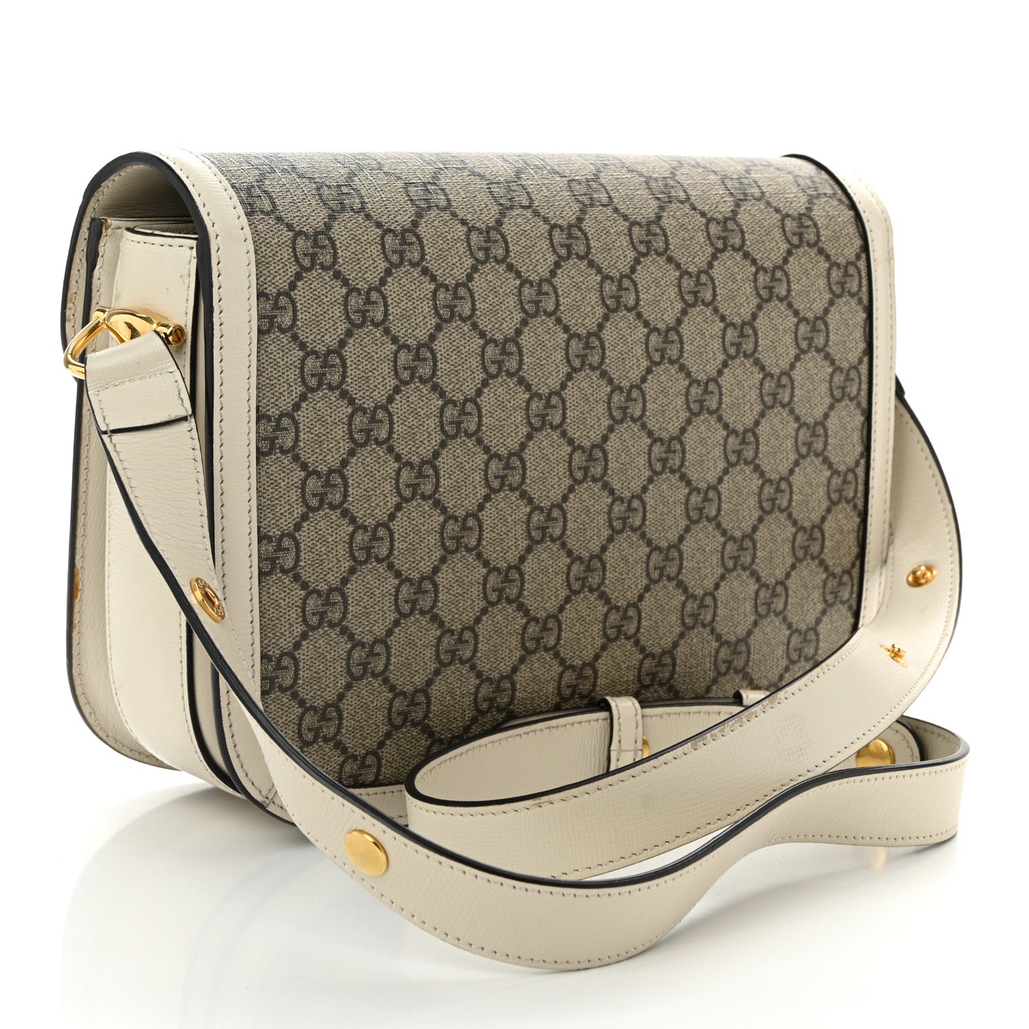 Gucci GG Supreme Monogram Horsebit 1955 Shoulder Bag Beige Mystic White 3 of 11