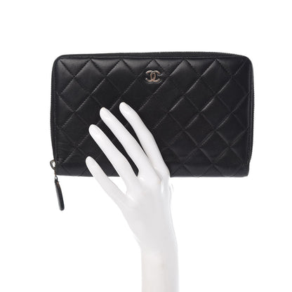 Chanel Lambskin Quilted Large Zip Around Organizer Wallet Black 2 of 14