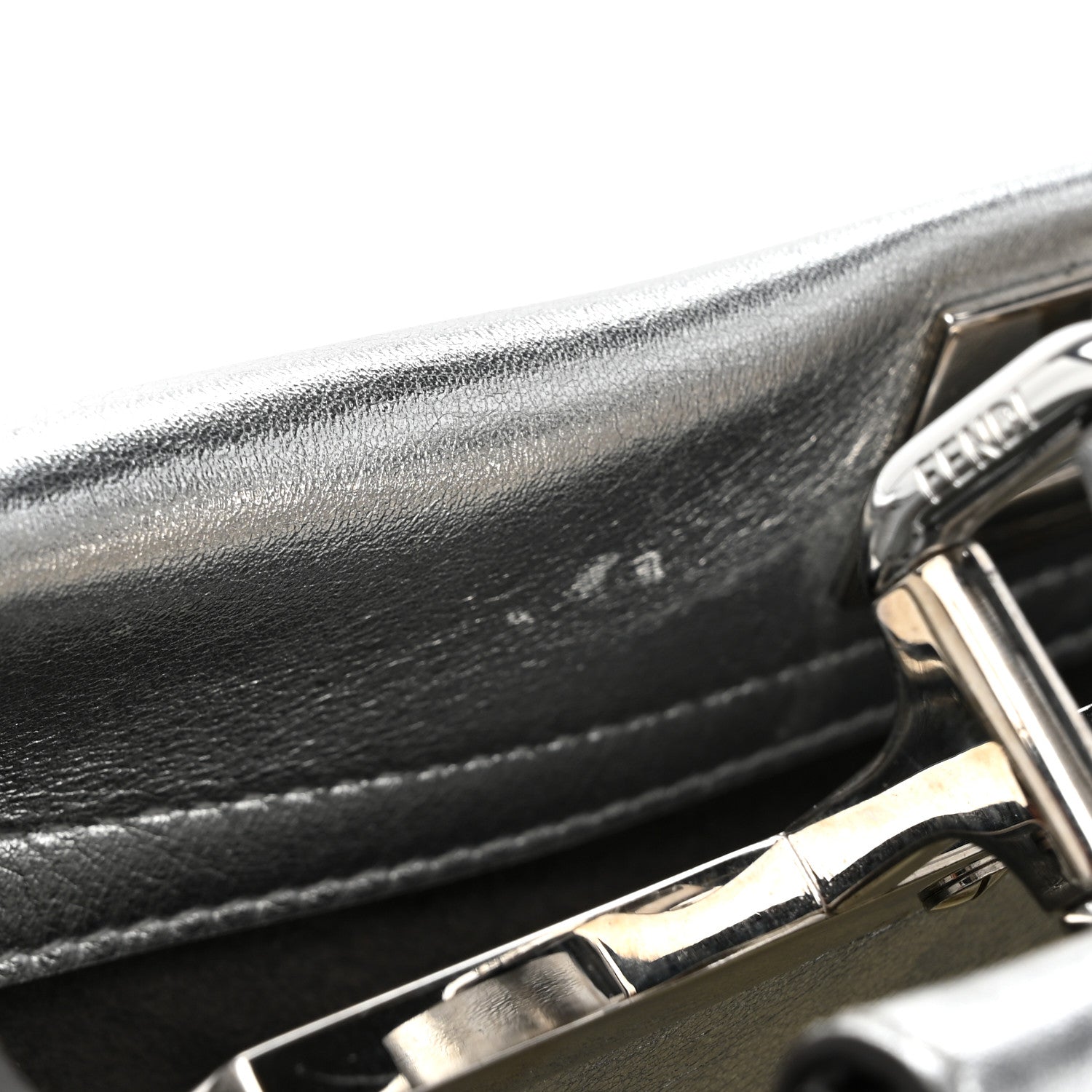 Fendi Vitello Catalan Mirror Medium Peekaboo Iconic Satchel Argento 13 of 17