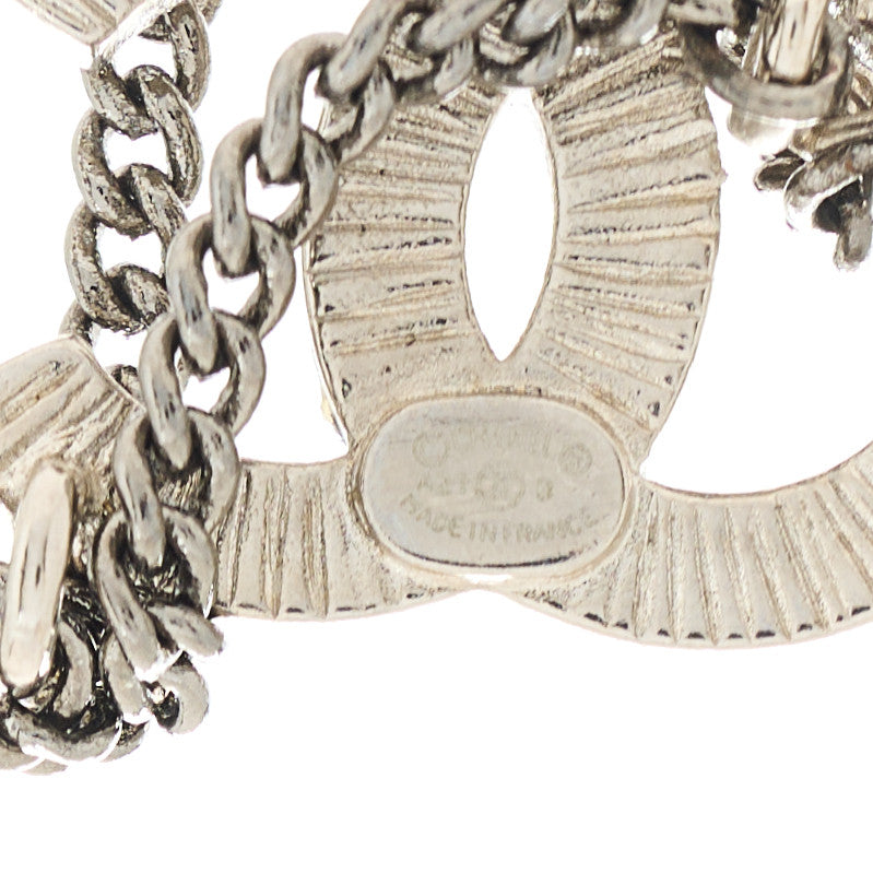 Chanel Crystal Chain CC Earrings Silver 4 of 4