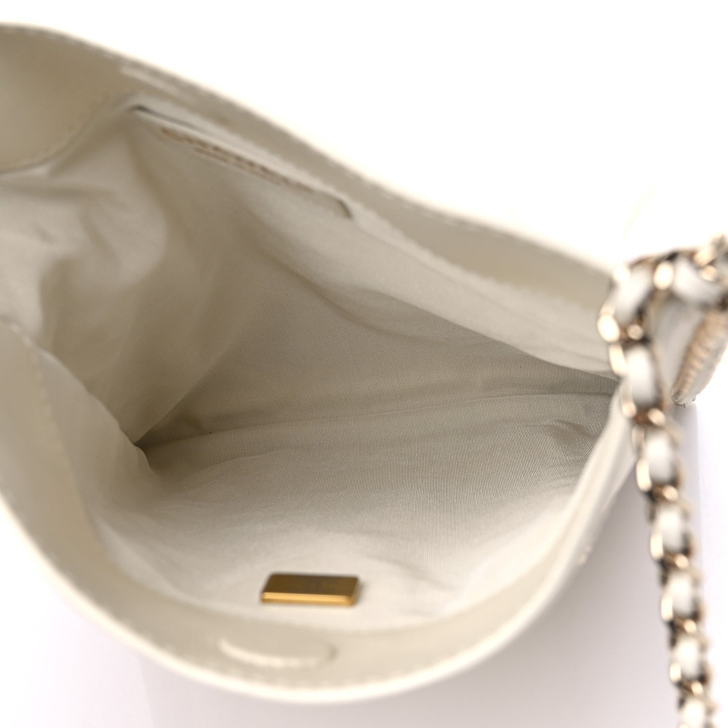 Calfskin Quilted Fringe Small Shopping Bag White