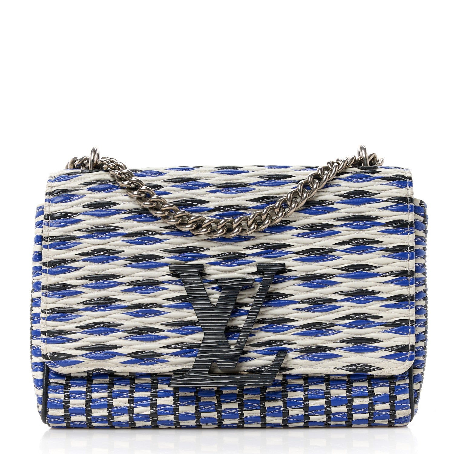 Louis Vuitton Calfskin Epi Smock Louise MM Chain Clutch Blue White Black 1 of 11
