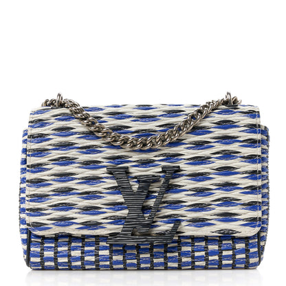 Louis Vuitton Calfskin Epi Smock Louise MM Chain Clutch Blue White Black 1 of 11