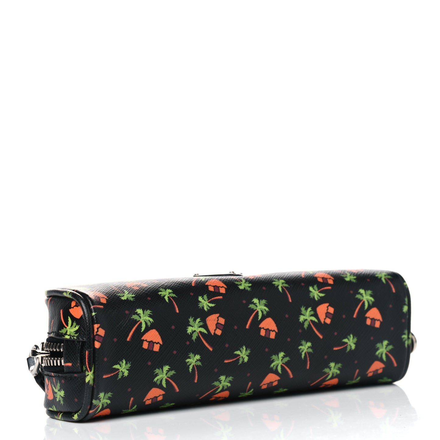 Saffiano Palm Tree Print Pouch Black