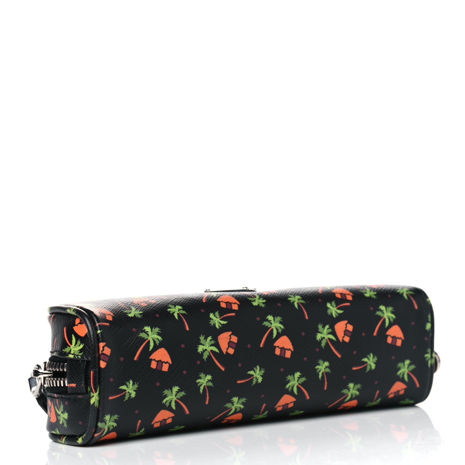 Prada Saffiano Palm Tree Print Pouch Black 3 of 8